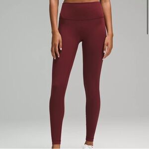 lululemon align 28’ size 2 red merlot colored leggings